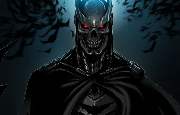 Picture night, the moon, Batman, Terminator, fan art