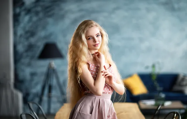 Picture girl, room, skirt, blonde, blouse, Anastasia Barmina, Anastasia Barmina