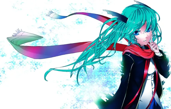 Picture girl, scarf, art, vocaloid, hatsune miku, Vocaloid, fuyugasumi