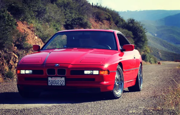 Picture Road, Mountains, Red, BMW, BMW, Red, E31, 1997