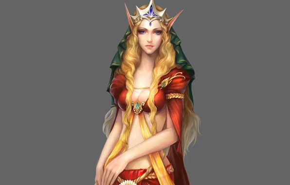 Picture girl, background, crown, elf, ears, Forsaken world