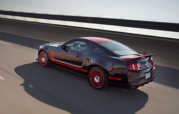 Picture road, speed, Mustang, red wheels
