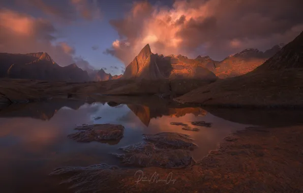 The sky, clouds, mountains, rocks, Norway