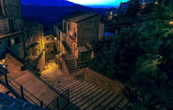 Photo, Home, Night, The city, Ladder, Italy, Bomba