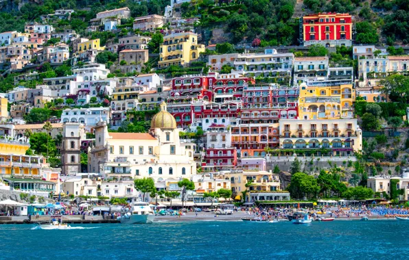 Picture summer, beach, sea, Italy, Amalfi, coast, Positano