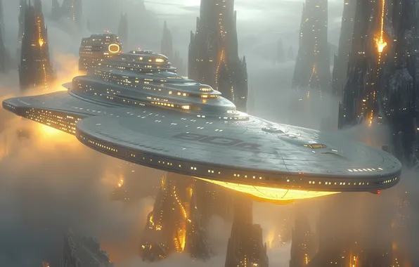 Fog, future, fiction, UFO, haze, spaceship, the futuristic, aircraft