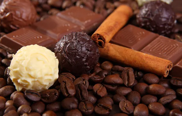 Picture white, balls, black, coffee, chocolate, grain, cinnamon