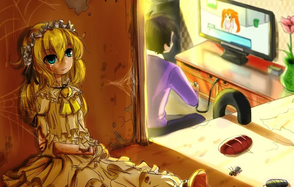 Picture girl, the game, web, spider, doll, anime, TV, art
