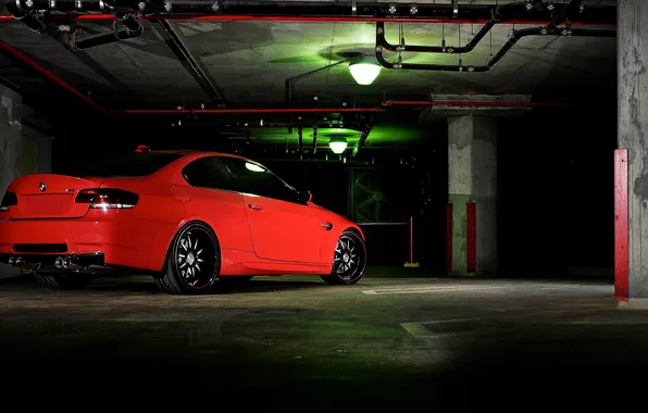 Picture red, BMW, BMW, Parking, red, the rear part, E90