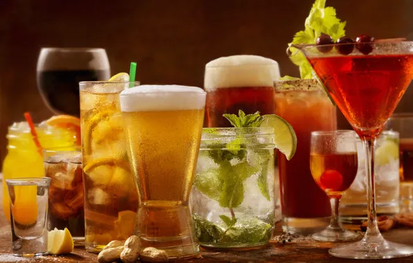 Ice, drinks, different, cocktails, refreshing