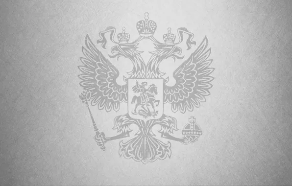 Scratches, coat of arms, grey background, Russia