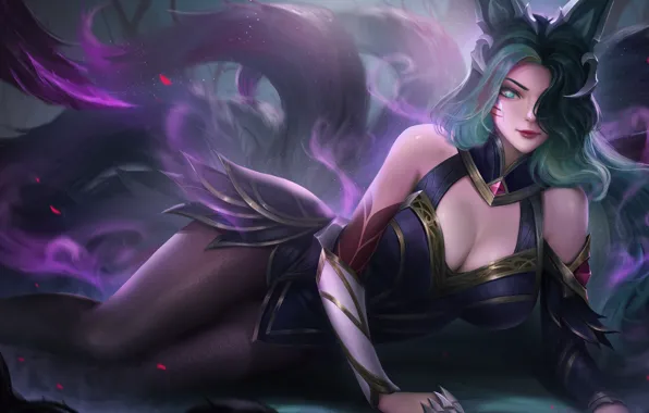 Games, Art, League of Legends, LoL, Ahri, Fan art, 4k, Game art