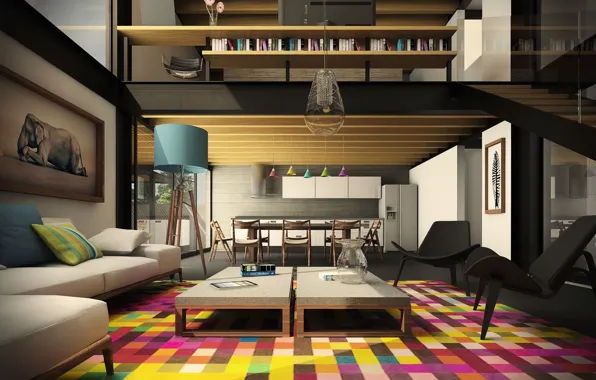 Modern, interior, living space, design. villa