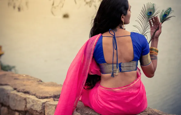 Indian woman, model, traditional clothes, saree, actress, back view, Girls,  HD wallpaper | Peakpx