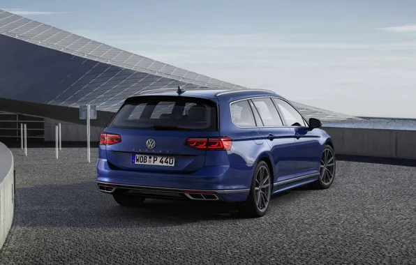 Blue, Volkswagen, ass, universal, Passat, R-Line, Variant, 2019