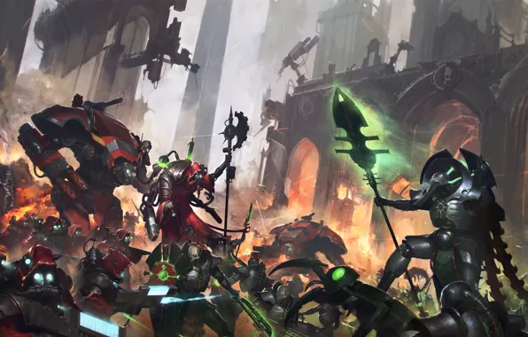 Necrons, Warhammer 40 000, lord necron, tech priest, forge world, Adeptus Mechanicus, Forgebane