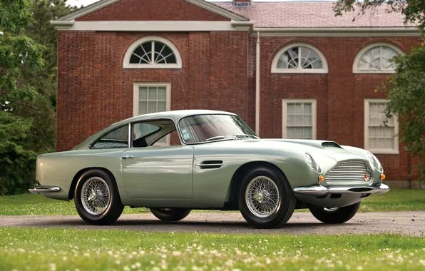 Picture road, grass, house, Aston Martin, classic, the front, Aston Martin, 1959