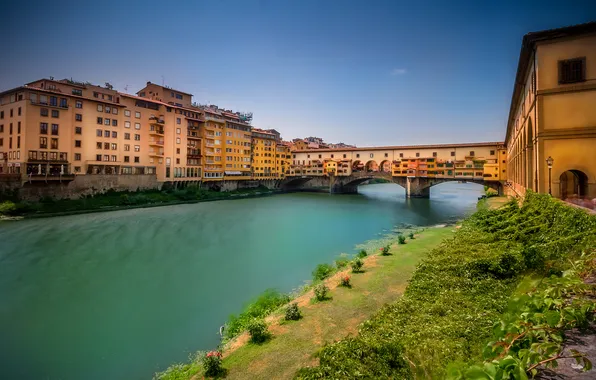 Bridge, river, home, Italy, Florence, Arno, The Ponte Vecchio