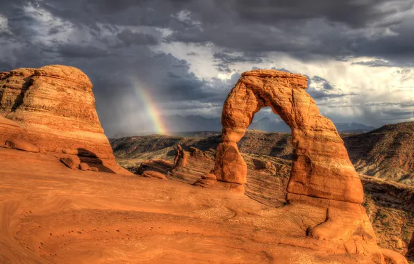 Landscape, mountains, nature, rainbow, canyon