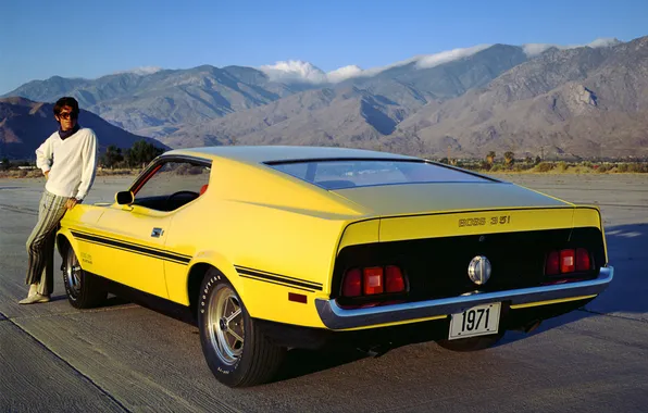 Yellow, mustang, Mustang, 1971, male, muscle car, boss, boss