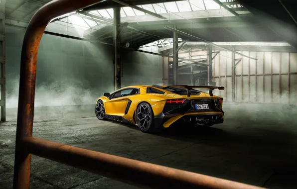 Auto, yellow, Wallpaper, Lamborghini, supercar, back, Aventador, Lamborghini
