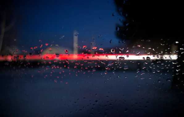 Road, drops, night, glare, Glass