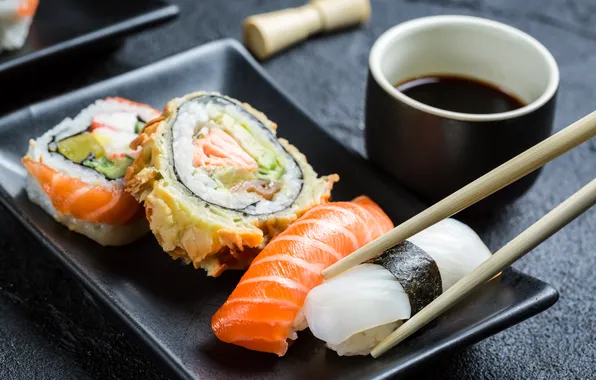 Sticks, rolls, sushi, sushi, rolls, Japanese cuisine, soy sauce, sticks