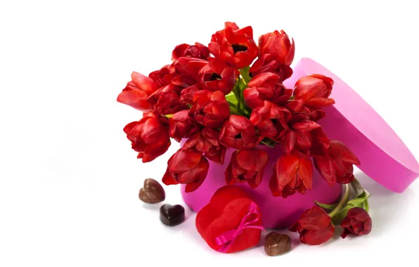 Picture love, flowers, tulips, valentine's day, red tulips