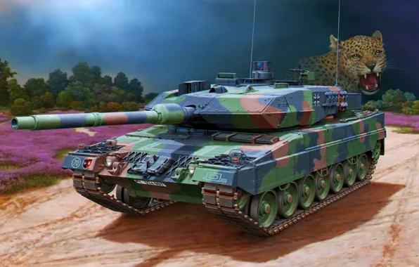 Picture war, art, painting, tank, Leopard 2A6 Main Battle Tank