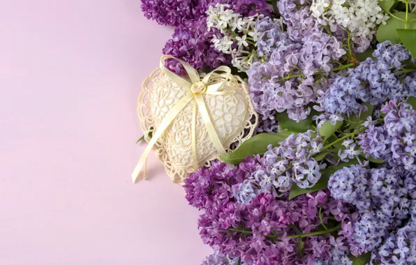 Heart, heart, flowers, lilac, romantic, lilac