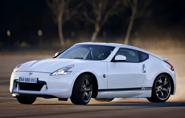 White, skid, Nissan, 2011, 370Z, GT Edition