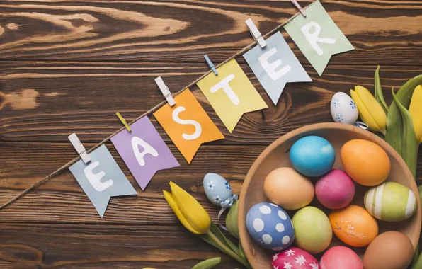 Tulips, Easter, Eggs, Holiday, Flags