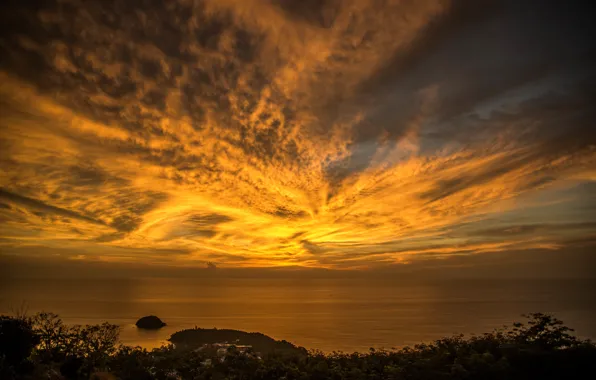 Sea, sunset, Thailand