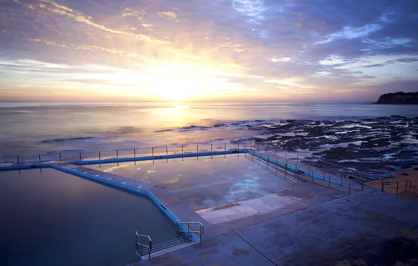 Beach, dawn, Australia, the pool