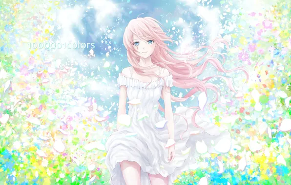 Picture girl, flowers, tenderness, petals