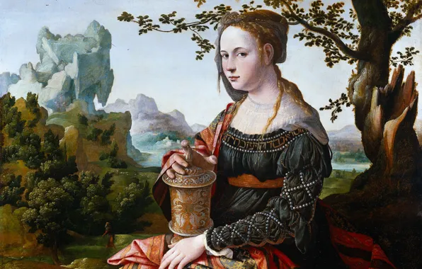Oil, picture, mythology, Jan van Scorel, Mary Magdalene, 1535, Jan van Scorel