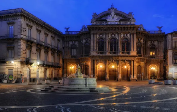 Area, Italy, fountain, theatre, Sicily, Catania, Massimo Bellini