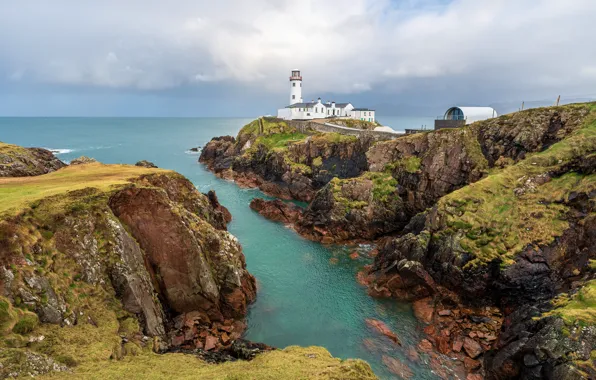 Picture coast, lighthouse, Ireland, Donegal, Fanad Lighthouse