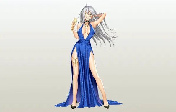 Girl, sexy, cleavage, long hair, dress, boobs, anime, beautiful