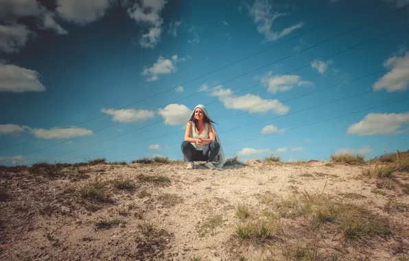 Picture chest, the sky, girl