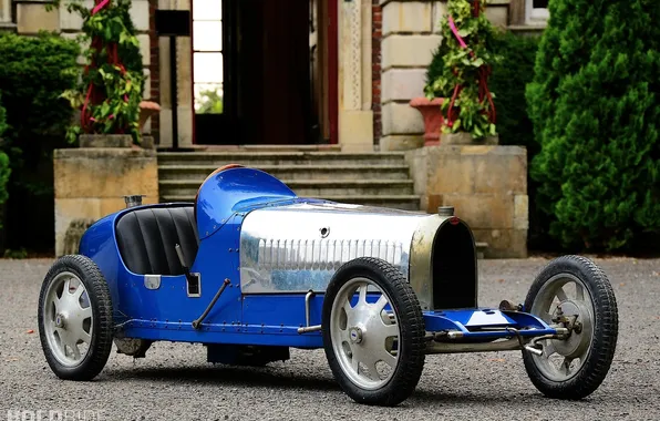Picture auto, blue, retro, castle, beauty, silver, bugatti, chrome