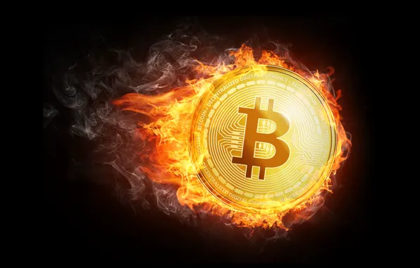 Picture fire, flame, smoke, fire, coin, fon, coin, bitcoin, bitcoin