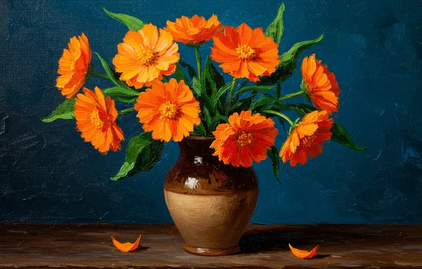 Flowers, figure, bouquet, art, vase