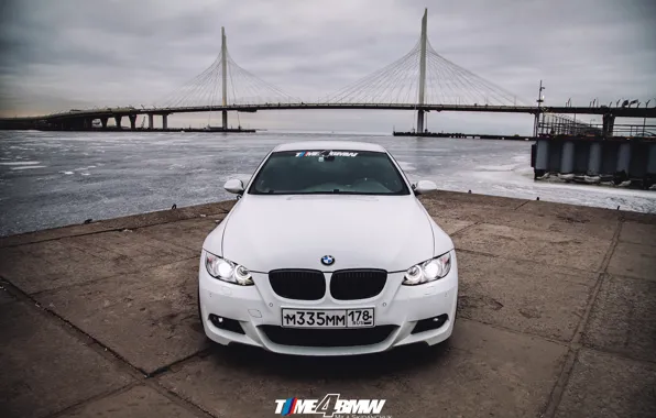 Car, machine, auto, bridge, city, fog, race, bmw