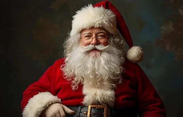Picture smile, new year, portrait, glasses, Christmas, Santa Claus, Santa Claus, AI art