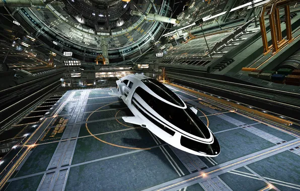 Space, ship, devices, lighting, hangar, cabin, Shuttle, the room