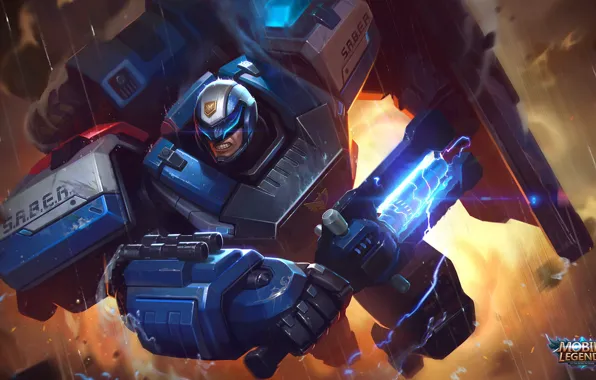 Robot, armor, cyborg, Mobile Legends Bang Bang, electro-Shocker