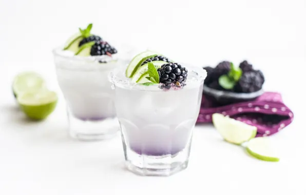 Picture ice, glass, lime, drink, mint, BlackBerry