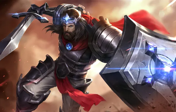 Cross, sword, shield, crystal, art, cloak, king, Heroes of Newerth