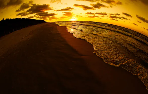 Sunset, coast, The Baltic sea